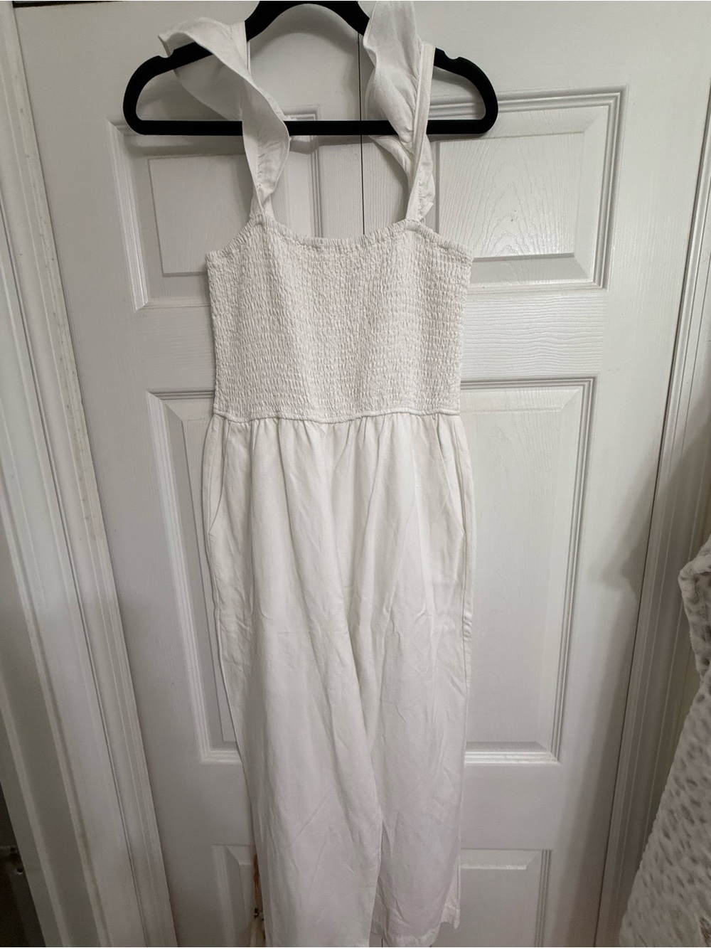 White Smocked Bodice Romper